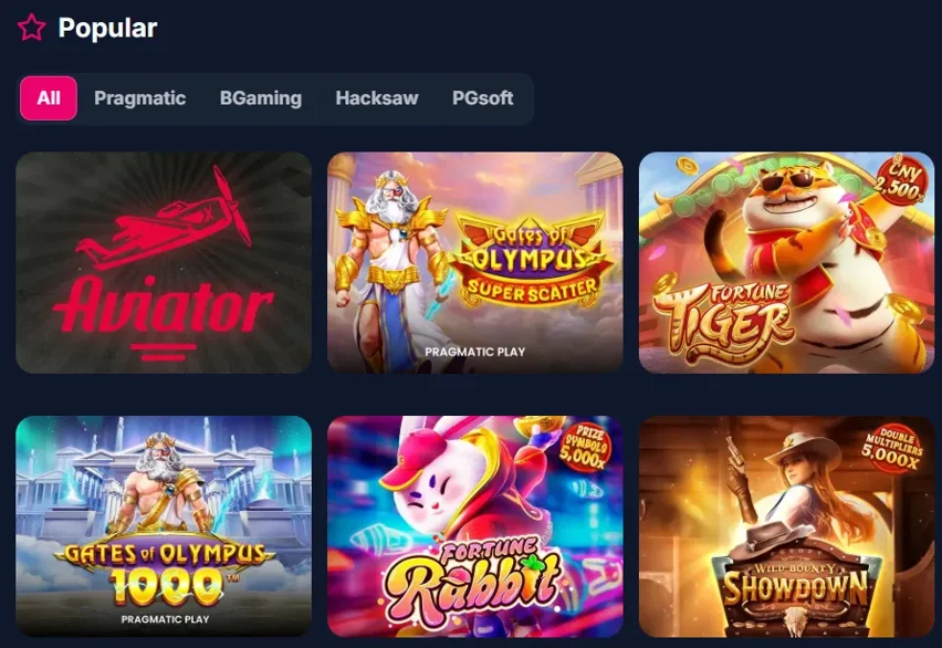 Popularne gry w Lukkly: Aviator, Gates of Olympus, Fortune Tiger, Fortune Rabbit i Showdown